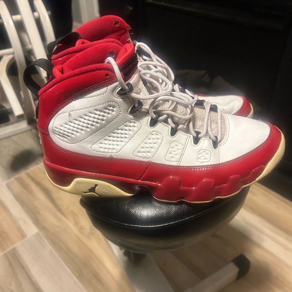 Red and White Sneakers Air Jordan’s. Retro 9 size 10.5 - Picture 2 of 6